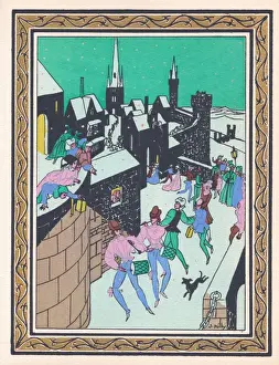 Pochoir technique - Stylish Art Deco Greetings Card