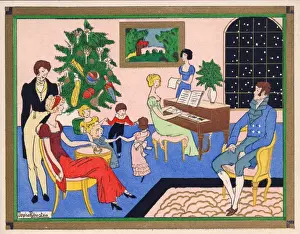 Pochoir technique - Stylish Art Deco Greetings Card