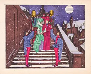 Pochoir technique - Stylish Art Deco Greetings Card
