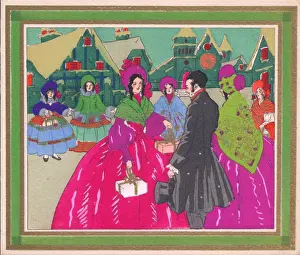 Pochoir technique - Stylish Art Deco Greetings Card