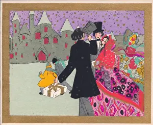 Pochoir technique - Stylish Art Deco Greetings Card