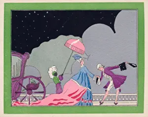 Pochoir technique - Stylish Art Deco Greetings Card