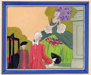 Pochoir technique - Stylish Art Deco Greetings Card