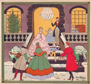 Pochoir technique - Stylish Art Deco Greetings Card