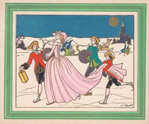 Pochoir technique - Stylish Art Deco Greetings Card