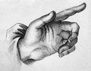 Features Prints: Pointing Hand Engraving