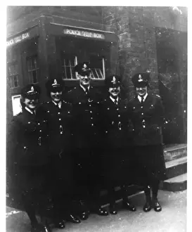 Peel Prints: Five police officers outside Peel House, London