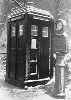 Police Public Call Box in the snow, London