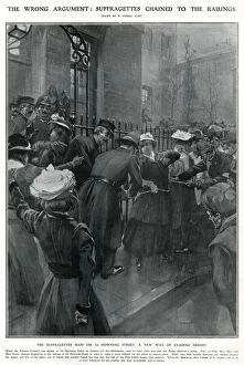 Edith Gallery: Police removing suffragettes chained to railings 1908