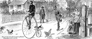 Whistle Prints: Policeman chasing a Penny Farthing Cyclist, 1880