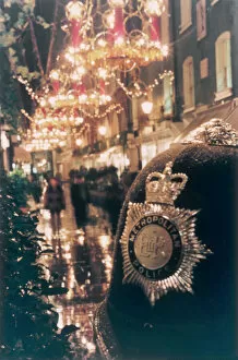 Policemans helmet with Christmas lights