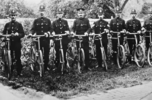 Policemen with their bicycles