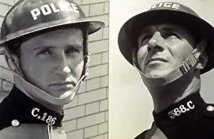 Chin Strap Prints: Policemen in wartime tin helmets
