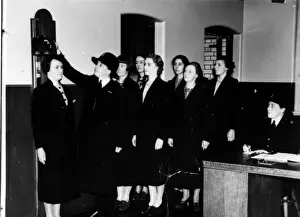 Inspector Prints: Policewomen recruits measured for height, London