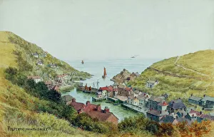 Polperro Prints: Polperro, Cornwall, viewed from the hill
