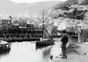 Polperro Prints: Polperro Harbour, Victorian period