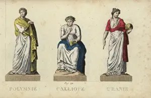 Astronomy Prints: Polyhymnia, Calliope and Urania, Greek muses