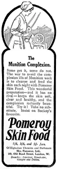 Munition Prints: Pomeroy skin food advertisement, skincare for munition worke