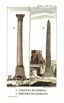 Cleopatra Collection: Pompeys Pillar 1, and the obelisk of Cleopatra 2