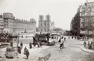 Michel Prints: Pont / bridge St Michel toward Notre Dame Cathedral, Paris