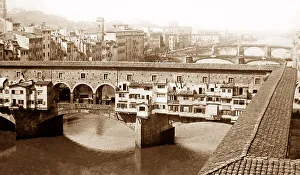 Ponte Prints: Ponte Vecchio Florence Italy early 1900s