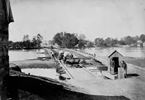 Pontoon Prints: Pontoon bridges across James River at Richmond, Va. April, 1