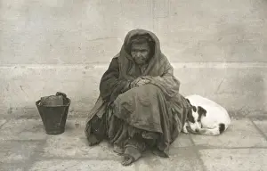 Begging Prints: Poor Macedonian Beggar Woman and her dog