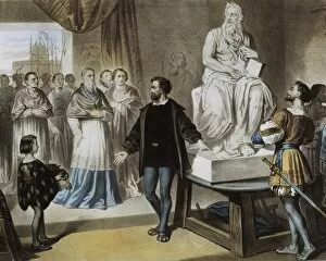 Lithographies Collection: Pope Julius II visiting the studio of Michelangelo