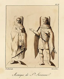 Bossange Prints: Pope Leo III and the Emperor Charlemagne, 8th Century