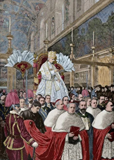 Images Dated 14th November 2013: Pope Leo XIII giving a blessing Urbi et Orbi, after the Pont