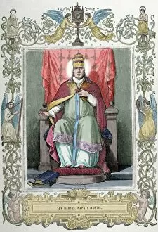Images Dated 29th June 2014: Pope Martin I (d. 655). Engraving by Cibera. Ano Cristiano