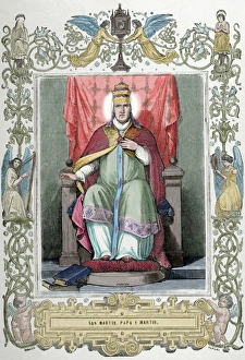 Images Dated 29th June 2014: Pope Martin I (d. 655). Engraving by Cibera. Ano Cristiano