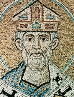 Ivth Collection: Pope Sylvester I (314-335). Mosaic in the Baptistery of St