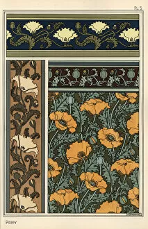 Eugene Gallery: The poppy, Papaver somniferum, in wallpaper