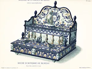 Crockery Prints: Porcelain ecritoire in the festoon style, Rouen