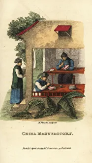 Freschi Collection: Porcelain factory in China, Qing Dynasty