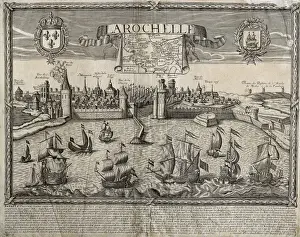 Rochelle Prints: Port of La Rochelle in 17th c. Engraving
