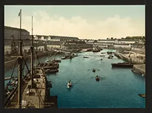 Brest Prints: The Port Militaire from swing bridge, Brest, France