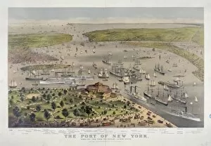 New York Gallery: Port of New York: birds eye view from the battery looking So