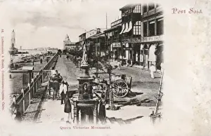 Suez Prints: Port Said - Egypt - Sultan Hussein Quay - Victoria Monument