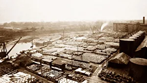 Port Sunlight - barrels of fat on the wharf - early 1900s