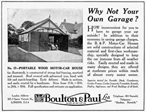 Portable wood motor house or garage, 1919 advertisement
