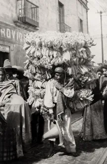 Mercantile Prints: Porter carrying corn husks for Tamales, Mexico