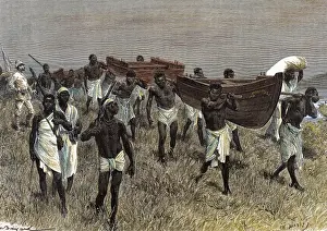 Colonisation Prints: The porters of Lady Alice. Engraving