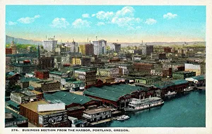 Oregon Prints: Portland, Oregon, USA - Business Section from the Harbour
