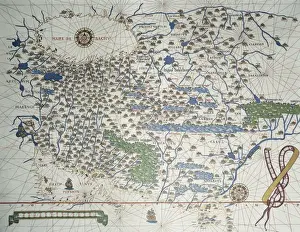 Facsimile Prints: Portolan Atlas, 1587. Map of Asia, from Armenia