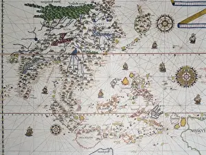 Messina Prints: Portolan Atlas, 1587. Map which depicts a piece