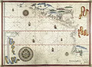 Renaissance Collection: Portolan chart, 1591. Map of the Pacific Ocean
