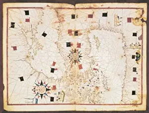 Portolan Prints: Portolan chart, 16th c. Map of the Eastern Mediterranean