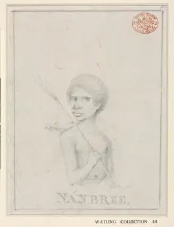 Aboriginal Prints: Portrait of an Aboriginal boy named Nanbree